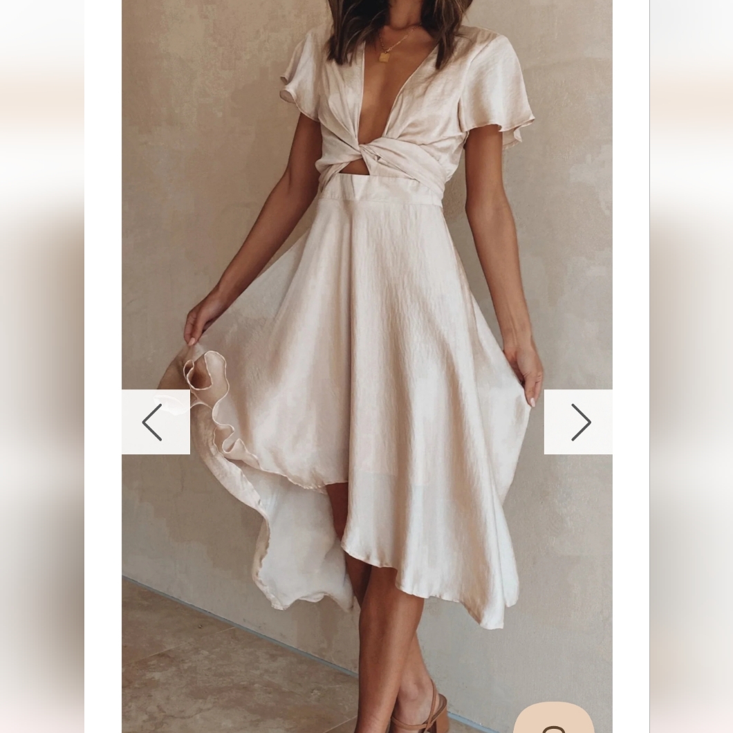 Billy J Sunny Daze Tie-Front Midi Dress In Champagne (8)